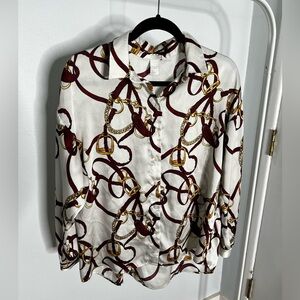 H&M Chain Print Buttondown Shirt - Size 10